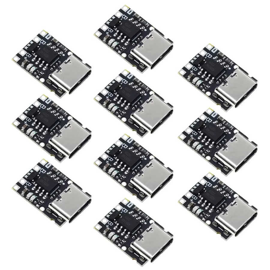 AOKIN TP4057 1A 3,7 V Lithium-Batterie-Lade- und Entladeplatine mit Schutz und USB-C Anschluss, Schwarz, 5/10 Stück - Bild 3