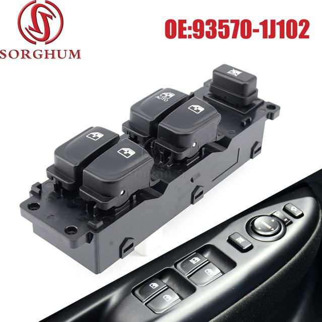 SORGHUM Elektrischer Fensterheber-Steuerschalter für Hyundai i20 2008–2015, Farbe: Schwarz - Bild 1