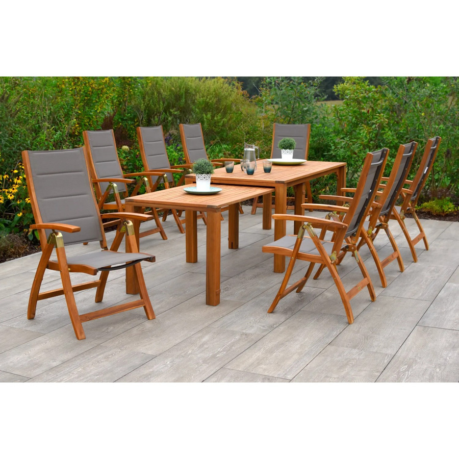 Merxx Acapulco Gartenmöbelset aus Akazienholz und Textil in Grau und Braun mit Ausziehtisch B: 185 cm, T: 90 cm - Bild 2
