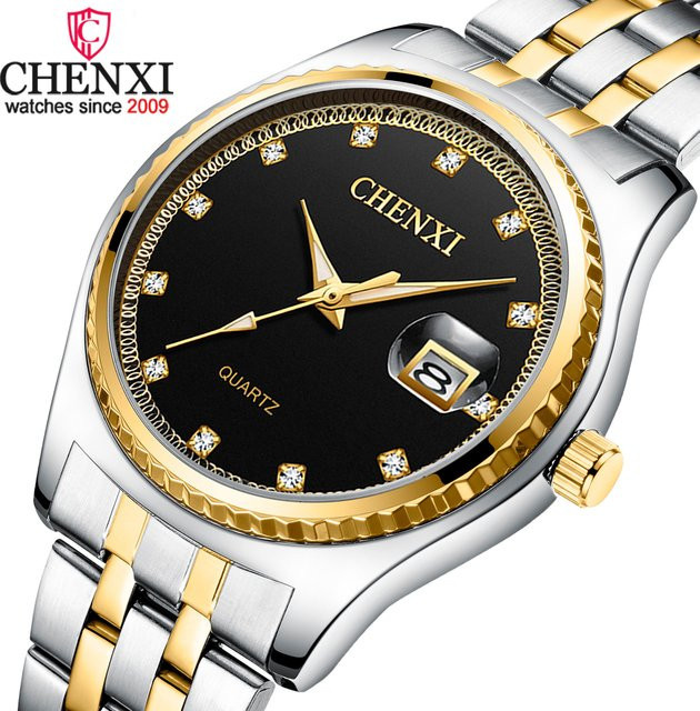 CHENXI Armbanduhr Quarz, Edelstahl, Schwarz, Herren - Bild 1