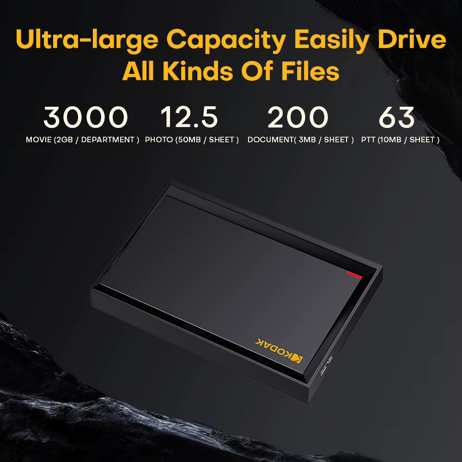 Kodak Externe Festplatte HDD 1TB Tragbare Gaming-HDD 5Gbps Schwarz - Bild 2