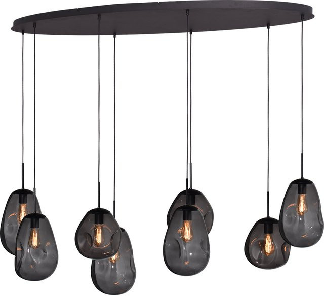 Masterlight Lava Pendelleuchte 8-flammig oval in Rauchgrau mit Glas aus Metall und dimmbarer LED-Option - Bild 1