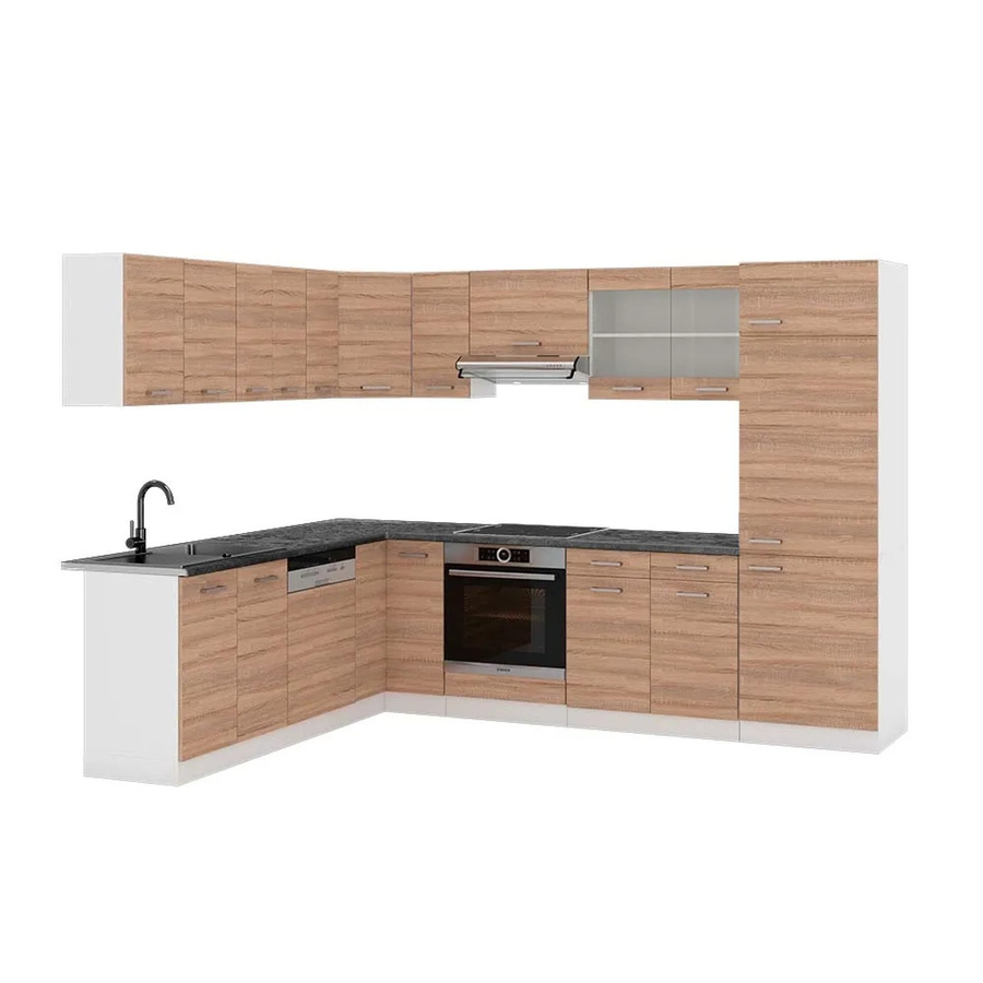 Vicco R-Line Eckküche modern in Sonoma und Weiß mit Anthrazit, B/T/H: 227 x 287 x 207 cm - Bild 2