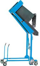 Bauer Mülltonnen-Kippstation MKS für 120 und 240 l Tonnen mit Handpumpe und Rollen, Farbe Blau, Kippwinkel 135 Grad, bis 110 kg belastbar - Bild 1