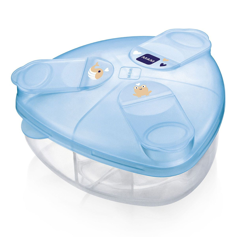 MAM Milchpulverspender Milk Powder Box mit Messskala in Blau Wal & Frosch, BPA-frei - Bild 1