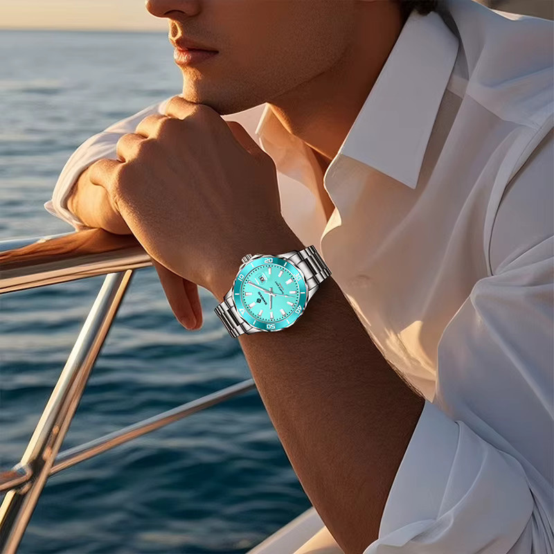 BANGWEI Armbanduhr, Quarz, Edelstahl, Blau, Herren - Bild 3