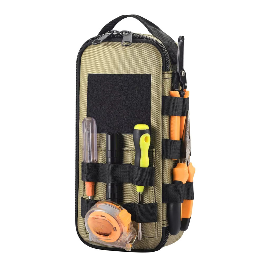 Robuste kleine Werkzeugtasche als tragbarer Utility-Organizer mit Reißverschluss in Beige - Bild 4