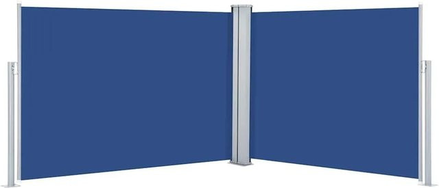 vidaXL Ausziehbare Seitenmarkise Blau aus Polyester mit automatischer Rückrollfunktion, Höhe: 120 cm, Breite: 1000 cm - Bild 1