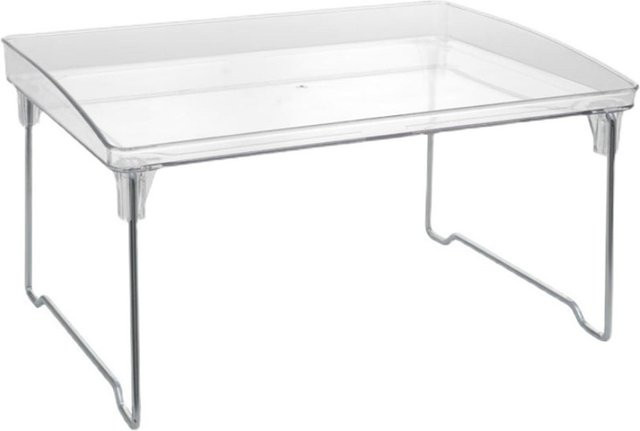 CosyHome Multifunktionales Aufbewahrungsregal aus transparentem Acryl und Metall, klappbar und platzsparend, Farbe: Weiß - Bild 1