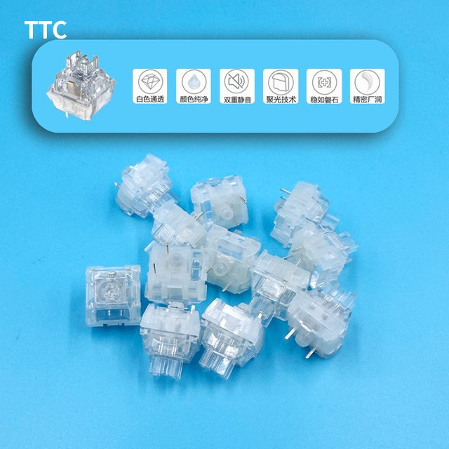 TTC Frozen Silent Switch V2 Mechanische Tastatur Schalter Transparent mit Linearschalter 39 gf und RGB-Kompatibilität - Bild 1