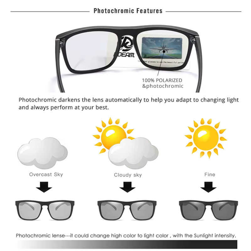 KDEAM Sonnenbrille Quadratisch, Vollrand, Kunststoff, Unisex, polarisiert - Bild 3