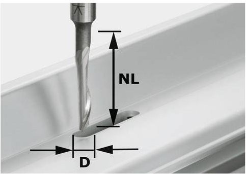Festool Aluminiumfräser HS S8 D5/NL23 in Silber, Schaftdurchmesser: 8 mm, Durchmesser: 5 mm, Arbeitslänge: 23 mm, Gesamtlänge: 65 mm - Bild 1