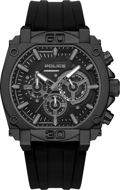 Police Herrenuhr Norwood Chronograph, Edelstahl, Quarz, 45 mm, Schwarz - Bild 1
