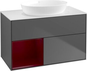 V&B Waschtischunterschrank Finion 100 in Weiß und Anthrazit mit Regal, B/T/H: 100 x 50,1 x 50,1 cm - Bild 1