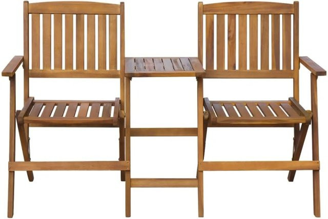 vidaXL Gartenbank klappbar mit Teetisch aus Akazie-Massivholz in Braun, Breite: 140 cm - Bild 1