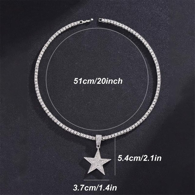 Lucky Star Jewelry Halskette mit Anhänger, Pentagramm, Zirkonia, Silber, Unisex - Bild 1