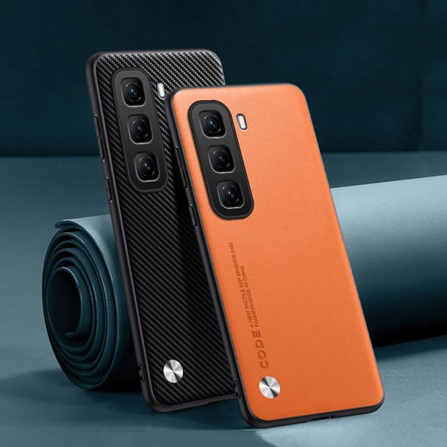 EUCAGR Stoßfeste Silikon Handyhülle aus PU-Leder für Infinix Hot 50 40 Pro Plus 50i 40i 4G in Rot und Orange - Bild 1