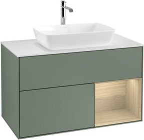 V&B Waschtischunterschrank Finion 100 in Weiß lackiert mit Regal, Breite: 100 cm, Tiefe: 50,1 cm, Höhe: 50,1 cm - Bild 1