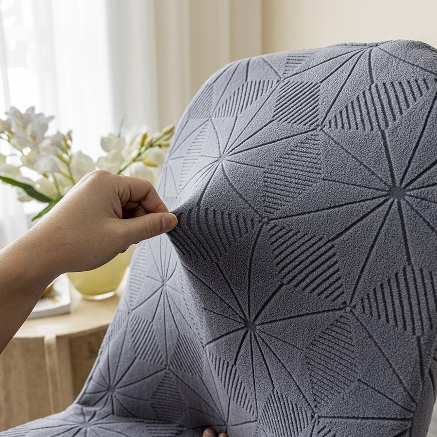 BRHUIXUE Jacquard Stuhlbezug aus Stretch-Material in Blau für Esszimmer und Büro - Bild 2