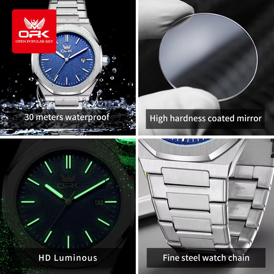OLEVS Armbanduhr, Quarz, Edelstahl, Blau, Herren - Bild 3