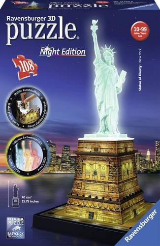 Ravensburger 3D Puzzle Freiheitsstatue bei Nacht 12596 aus Kunststoff - Bild 1