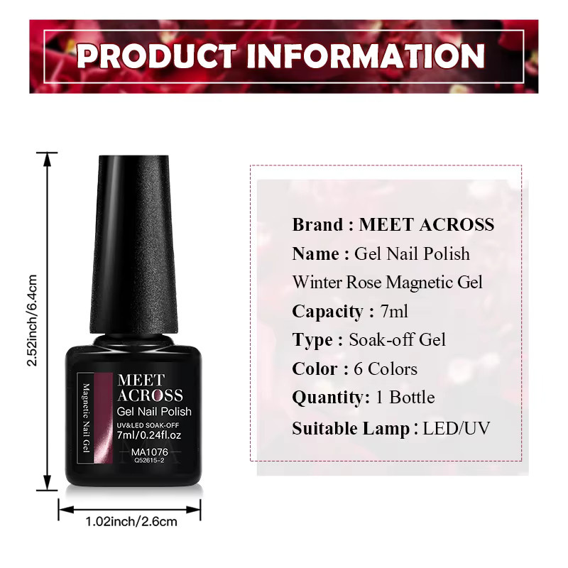 Meet Across Winter Rose Katze Magnetischer Gel Nagellack, 7 ml, Glänzend - Bild 6