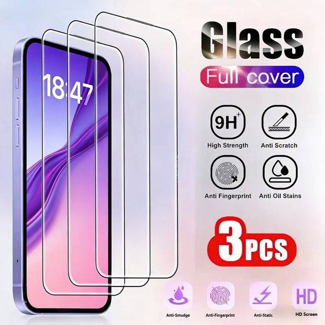 Vollflächiger Displayschutz aus gehärtetem Glas für Apple iPhone Modelle, transparent - Bild 1