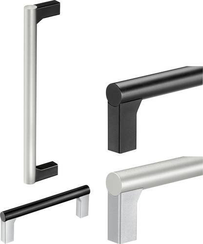 Rohde Universalgriff UR-15.120.B01 in Schwarz und Silber, 3er-Set, L x B x H: 135 x 15 x 43,5 mm - Bild 1