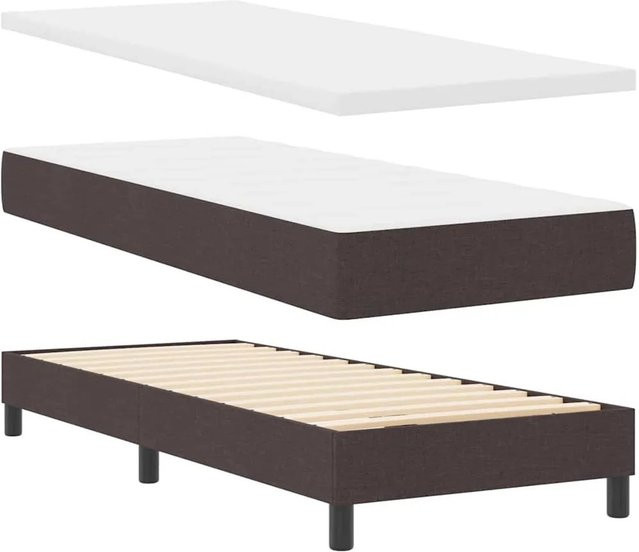 vidaXL Boxspringbett mit Matratze in Dunkelbraun, B/T/H: 80 x 200 x 83 cm - Bild 1