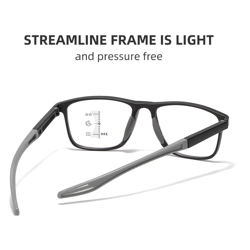 DIXSG TR Sport Multifokale Lesebrille, Unisex, Vollrand, Kunststoff, rechteckig - Bild 2