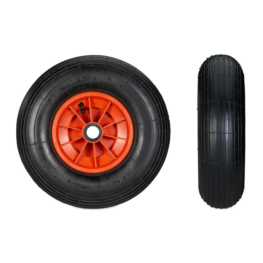 Relaxdays Schubkarrenrad aus Gummi und Kunststoff in Schwarz-Rot, luftbereift mit Nadellager und 3 Adaptern, Durchmesser: 32,5 cm, Breite: 9,5 cm - Bild 2