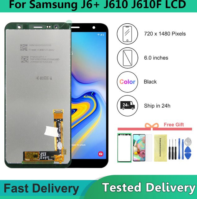 Samsung J6 Plus Display LCD-Bildschirm Ersatz 6,0 Zoll in Schwarz für J6+ J610 J610F J610FN - Bild 1