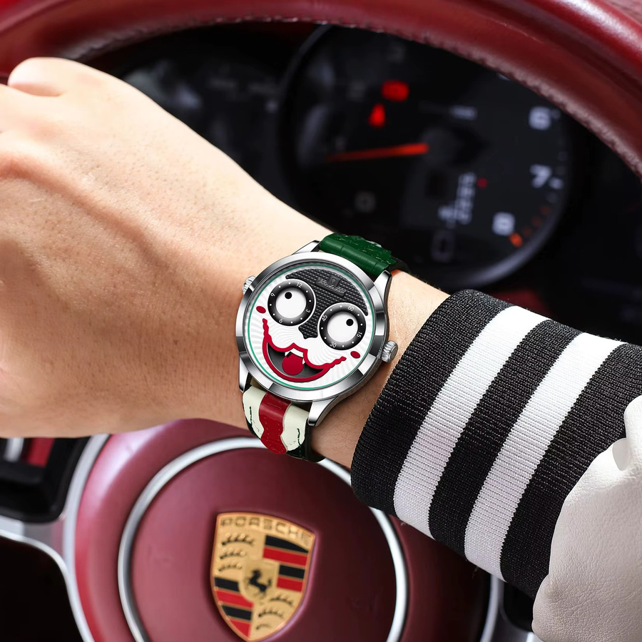 POEDAGAR Armbanduhr, Quarz, Leder, Silber, Edelstahl, Herren - Bild 5