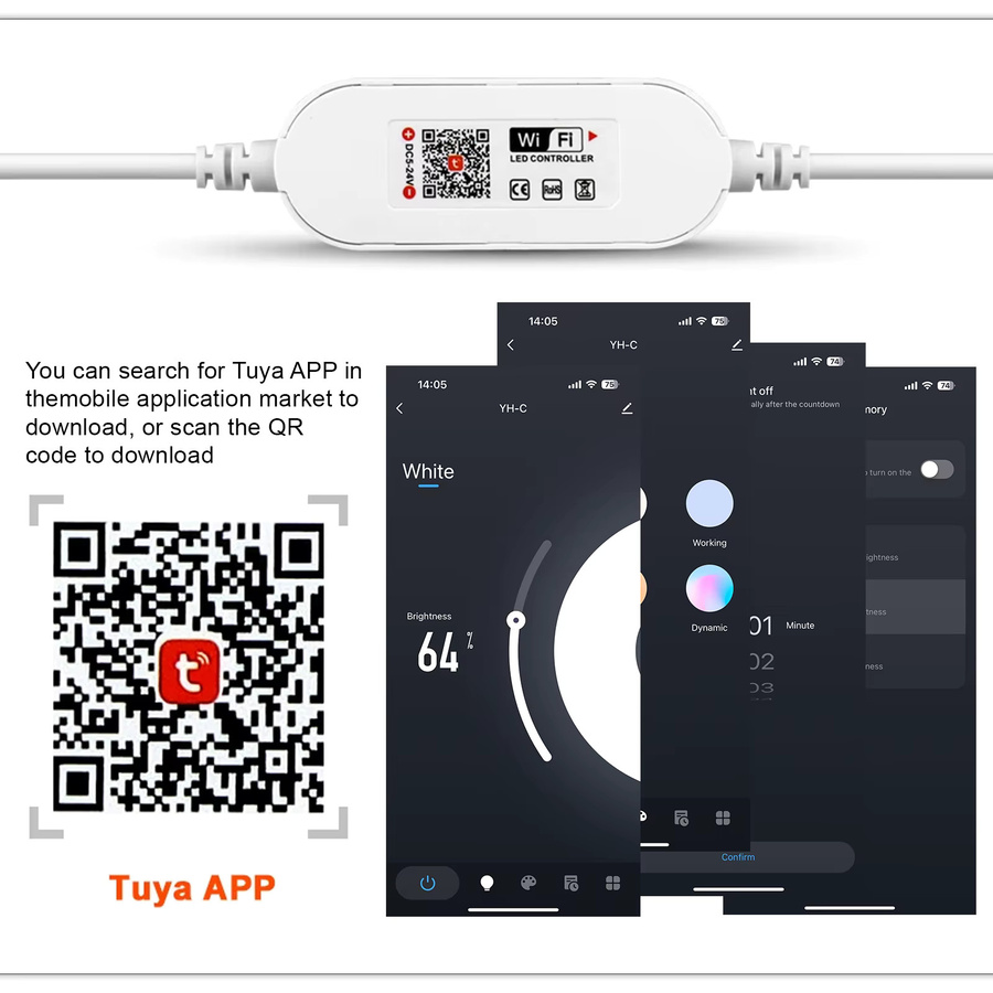 Tuya Smart LED COB Schrankleuchte mit WiFi und Zigbee App-Steuerung, 24V, Weiß - Bild 4