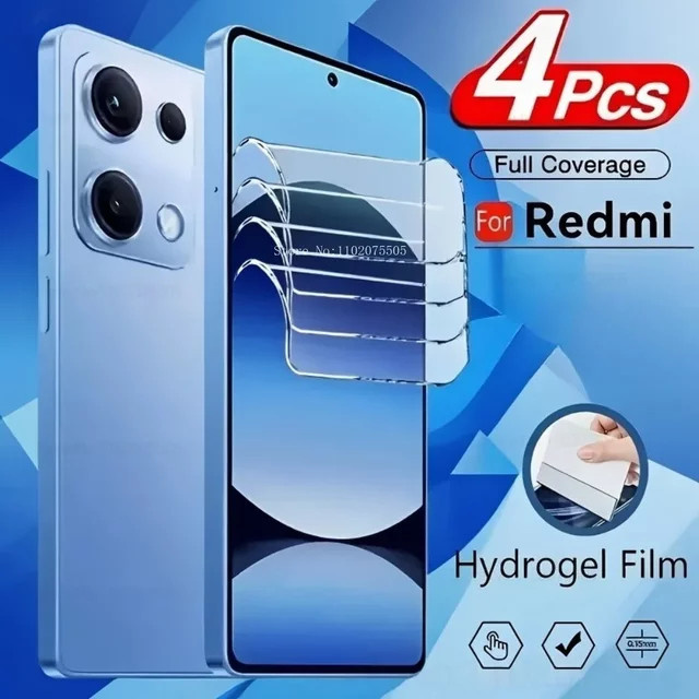 4er-Pack Xiaomi Hydrogel-Displayschutzfolien Transparent für Redmi Note 14 13 12 Pro Plus 14S 12S 11S 15C 15 4G 13C 12C 10A 9A - Bild 1