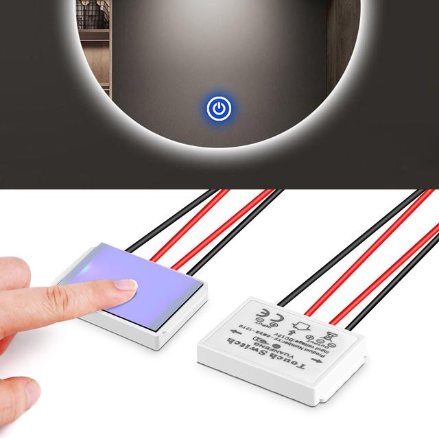 CHNAITEKE Kapazitiver LED Dimmer Schalter mit Touch Sensor für Badezimmer Spiegel und Hintergrundbeleuchtung, 12V 5A, CCT einstellbar - Bild 1