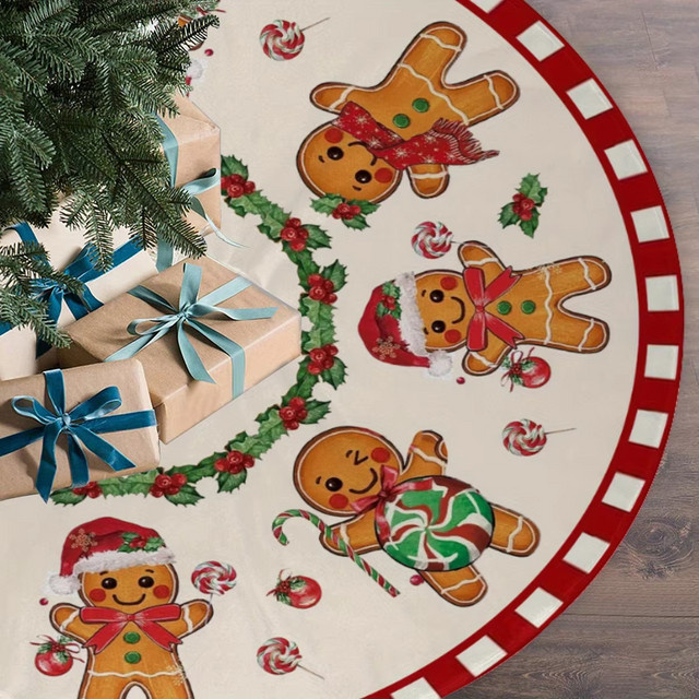 VIKAMA Weihnachtsbaumrock Lebkuchenmann in Mehrfarbig für die festliche Dekoration im Innen- und Außenbereich - Bild 1