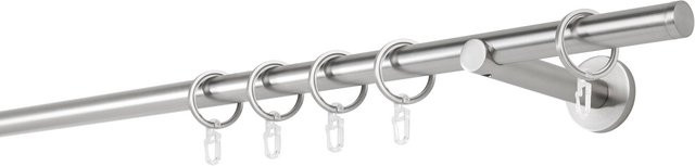 ONDECO 1-läufiges Rohr mit Wandträgern und Endstücken in Edelstahl-Optik, Silber, Länge: 300 cm, Durchmesser: 20 mm, Wandabstand: 12 cm - Bild 1