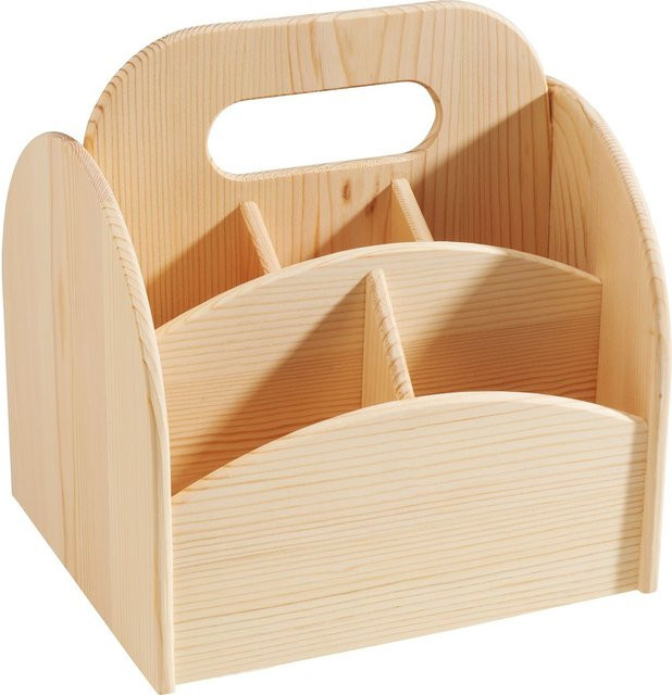 VBS Utensilienbox drehbar aus Kiefernholz in Beige, B/T/H: 18,5 x 22,0 x 20,5 cm - Bild 1