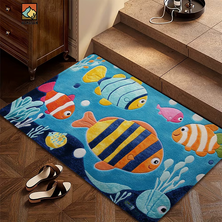 VIKAMA Antirutschmatte Fisch-Design, weiche und saugfähige Badematte für Badezimmer und Flur, Mehrfarbig, B: 60 cm, T: 40 cm - Bild 5