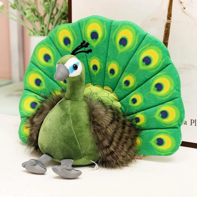 Kidsly Simulationspfau-Plüschtier, grün-blauer Pfau, Plüschpuppe - Bild 1