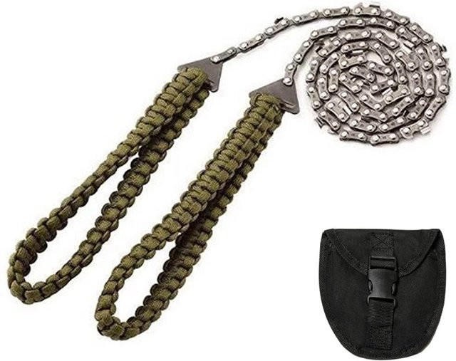 Meterk Taschenkettensäge mit 11 Zähnen und Paracord-Griff in Grün - Bild 1