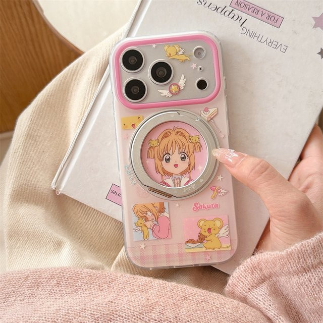 TOPTOY Mädchen Cartoon Handyhülle mit Drehständer für iPhone 17 Pro, iPhone 17, iPhone 16 Max und iPhone 15 Pro Max, Kawaii stoßfeste Schutzhülle - Bild 1