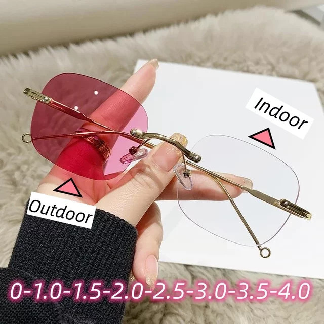DIXSG Sonnenbrille randlos, Damen, blau, pink, Metall, photochrom - Bild 1