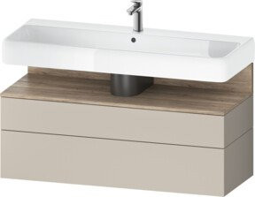 Duravit Waschtischunterschrank Qatego in Beige Matt, Wandhängend mit integrierter Beleuchtung und Innenschubladen, B/T/H: 119 x 47 x 59 cm - Bild 1