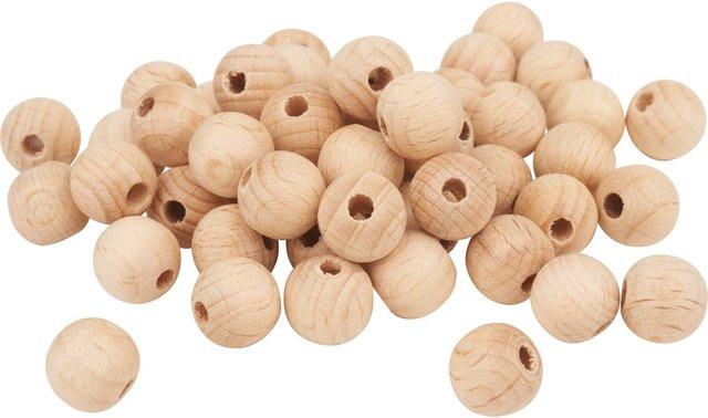 VBS Holzkugeln aus Buchenholz durchgebohrt, Farbe: Beige, Durchmesser: 10 mm, 50 Stück - Bild 1