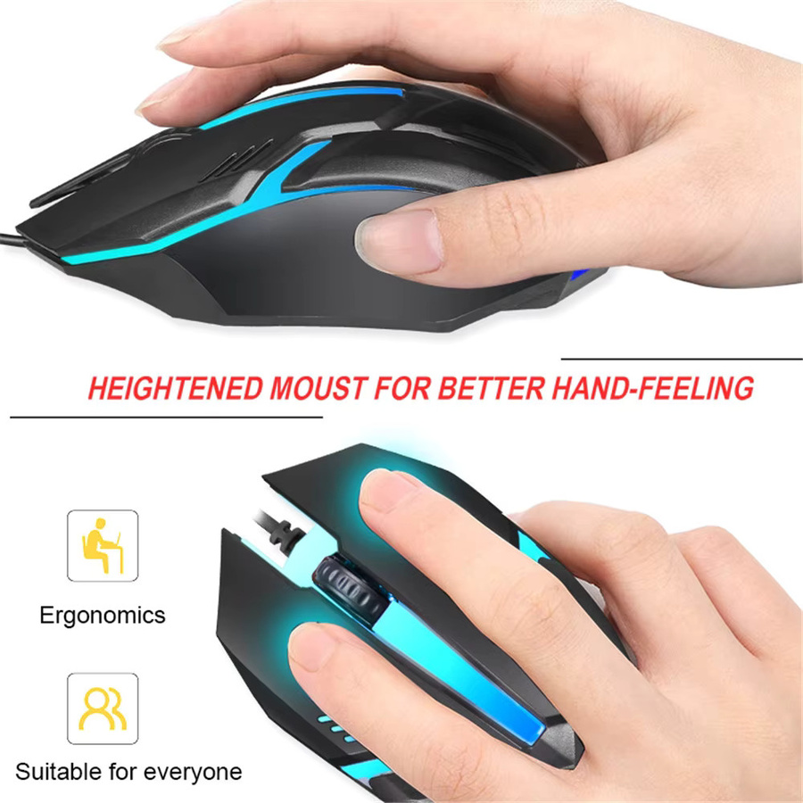 Kebidumei USB Gaming Maus mit 5000 DPI, ergonomisches Design, leise Klicks und Hintergrundbeleuchtung für PC und Laptop - Bild 2