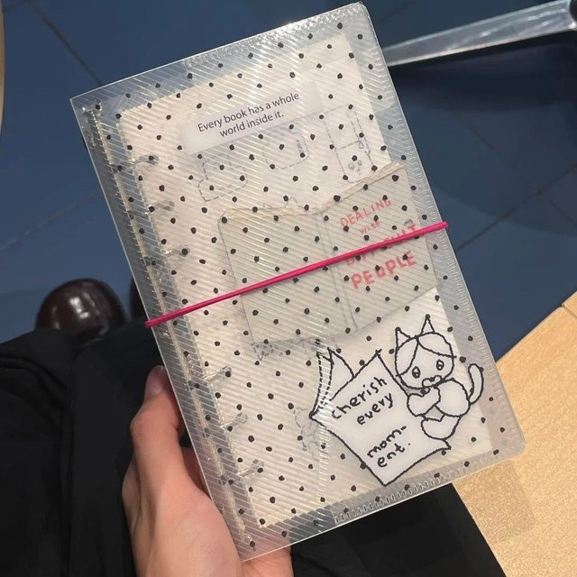 Coliky A6 Polka Dot Notebook Cover aus Kunststoff mit Aufklebern für lose Blätter und Fotos - Bild 1