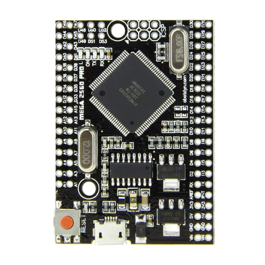 Si Tai&SH Mega 2560 Pro Mini Mikrocontroller Board in Schwarz, kompatibel mit Arduino Mega 2560, mit CH340G und ATmega2560-16AU sowie männlichen Pinheadern - Bild 2