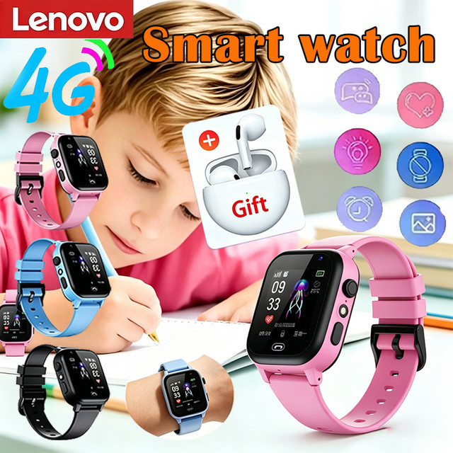 Lenovo 2027 5G Kinder-Smartwatch mit GPS, SOS-Funktion, Videoanruf und Kamera, wasserdicht, in Schwarz oder Pink - Bild 1